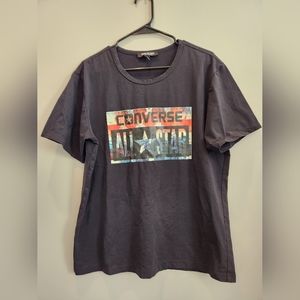 CONVERSE all star men's XL black graphics shirt "chucks" 27" long 19" pit to pit